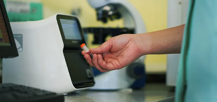 bloods being checked in lab