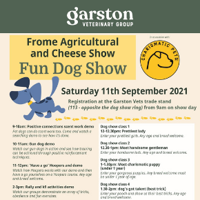 Come and see us at the Frome Dog Show on the 11th September